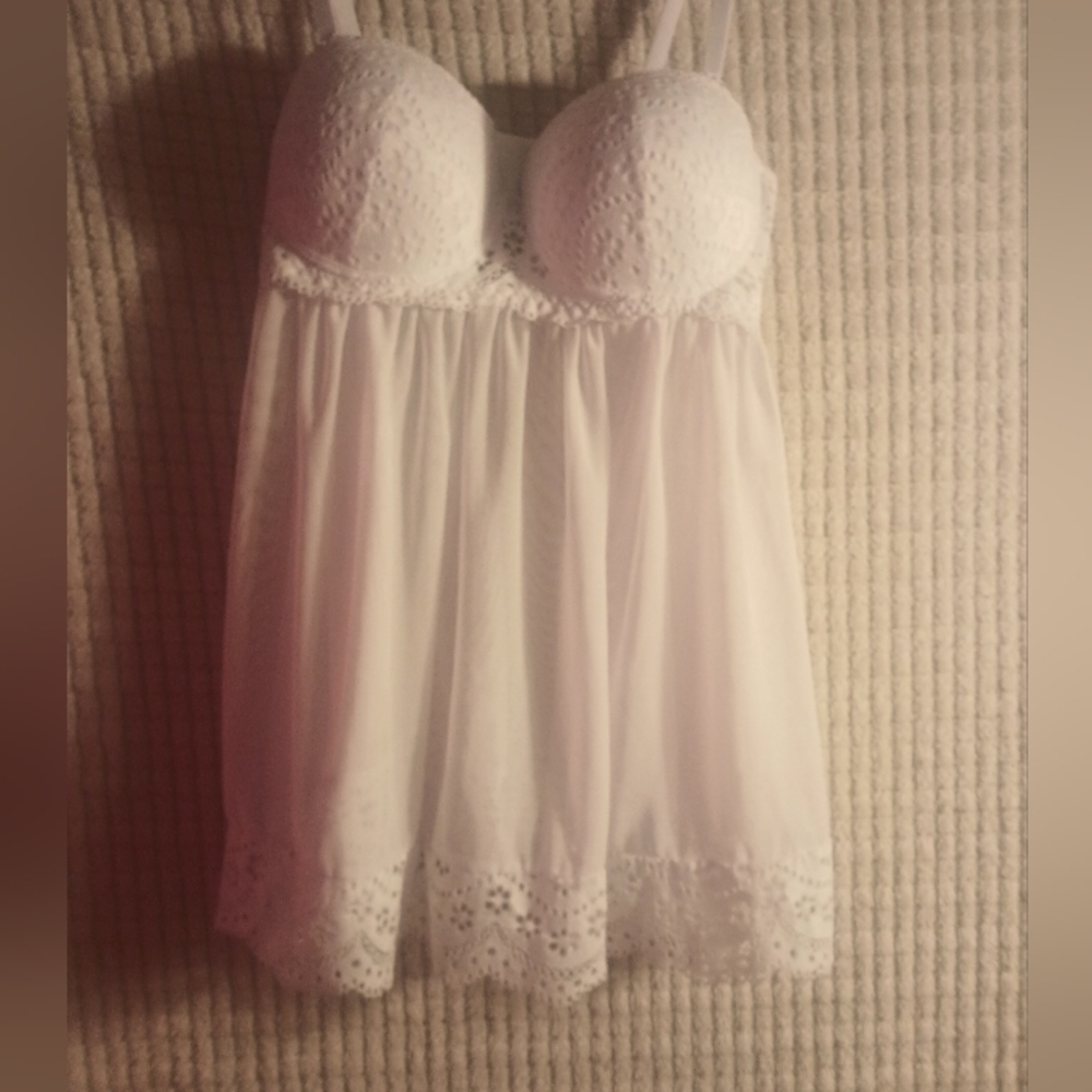 White Sheer,Pushup Babydoll Lingerie